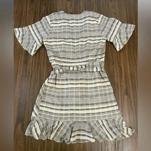 MAJORELLE Portia Dress in Color Newspaper Mini Short Wrap Dress Size Small - Picture 13 of 16
